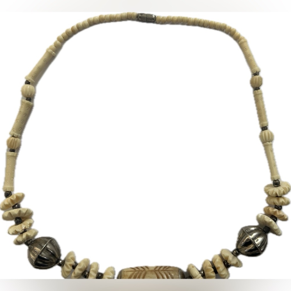 Tribal Bone Carved Necklace - Picture 2 of 4